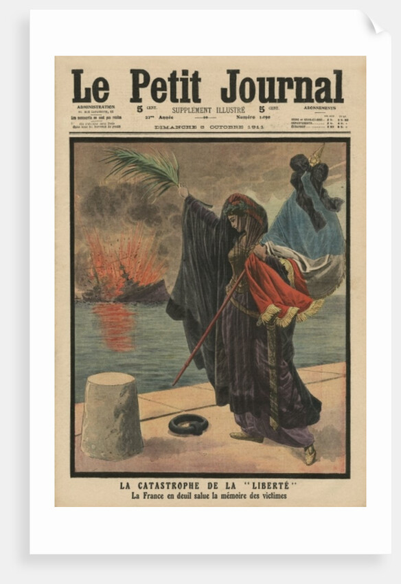 Catastrophe of the pre-dreadnought battleship 'Liberte', France in mourning for the victims by French School