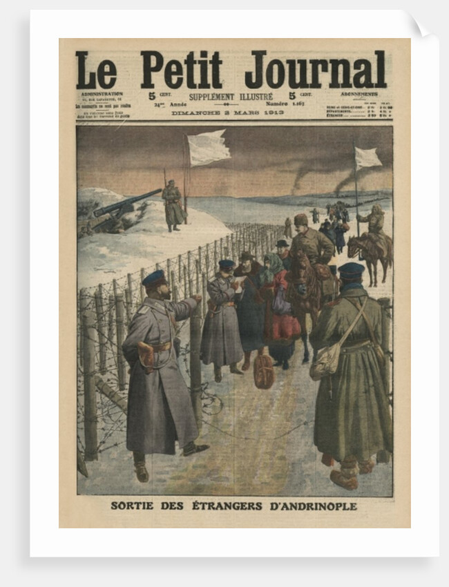 Foreigners coming out of Andrinople, front cover illustration from 'Le Petit Journal', supplement illustre by French School