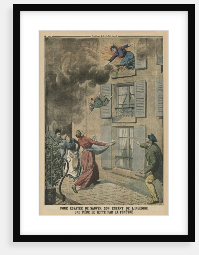 Trying to save her child from the fire, a mother throws him through the window by French School