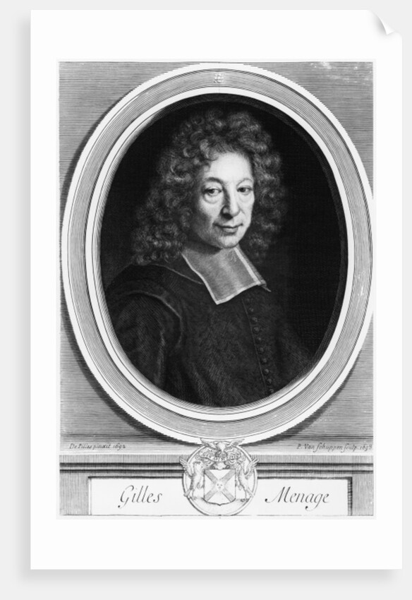 Gilles Menage, 1692, engraved in 1698 by Pierre Louis van Schuppen by Roger de Piles