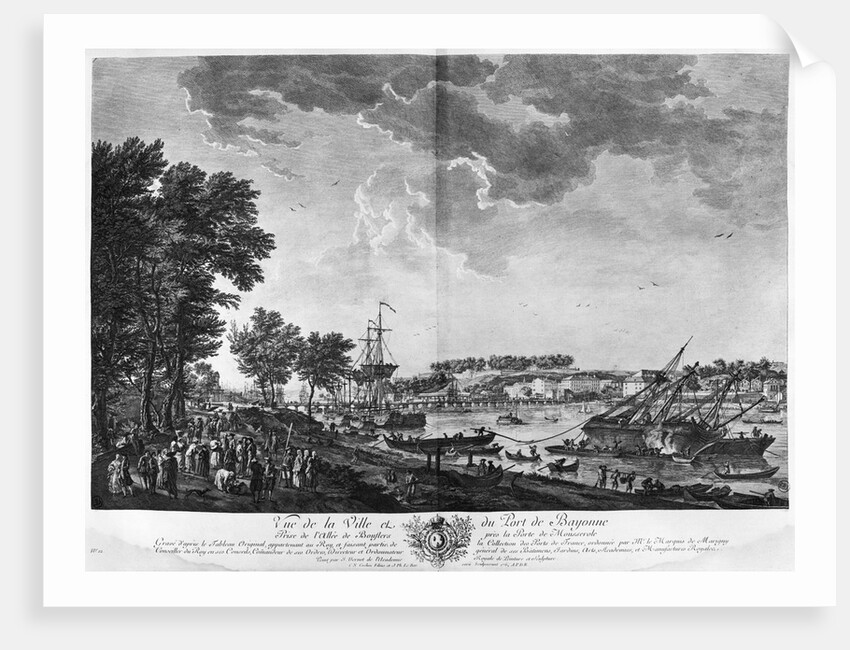 View of the Town and Port of Bayonne seen from the avenue of Bouflers near the gate of Mousserole, series of 'Les Ports de France' by Claude Joseph Vernet