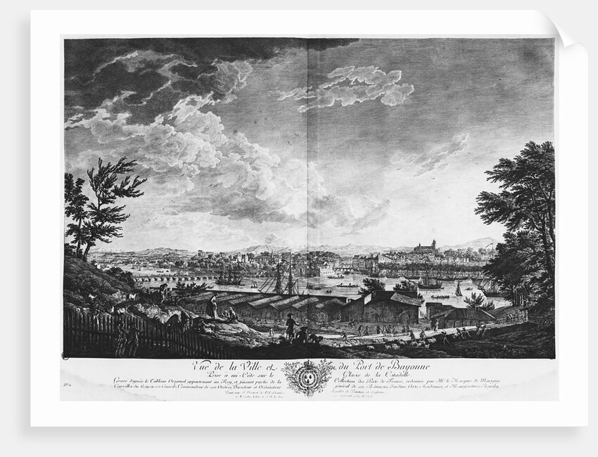 View of the Town and Port of Bayonne seen from halfway down the citadel by Claude Joseph (after) Vernet