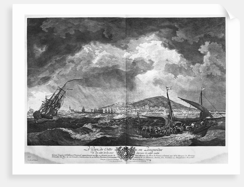 The Port of Cette in Languedoc seen from the sea behind the isolated jetty, series of 'Les Ports de France' by Claude Joseph Vernet