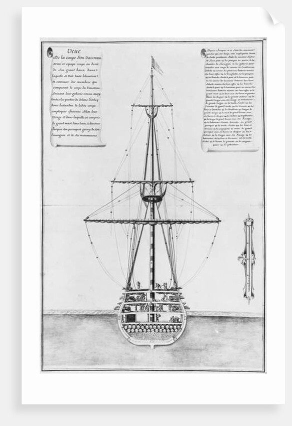Cross-section in the largest width of an armed and equipped vessel by French School