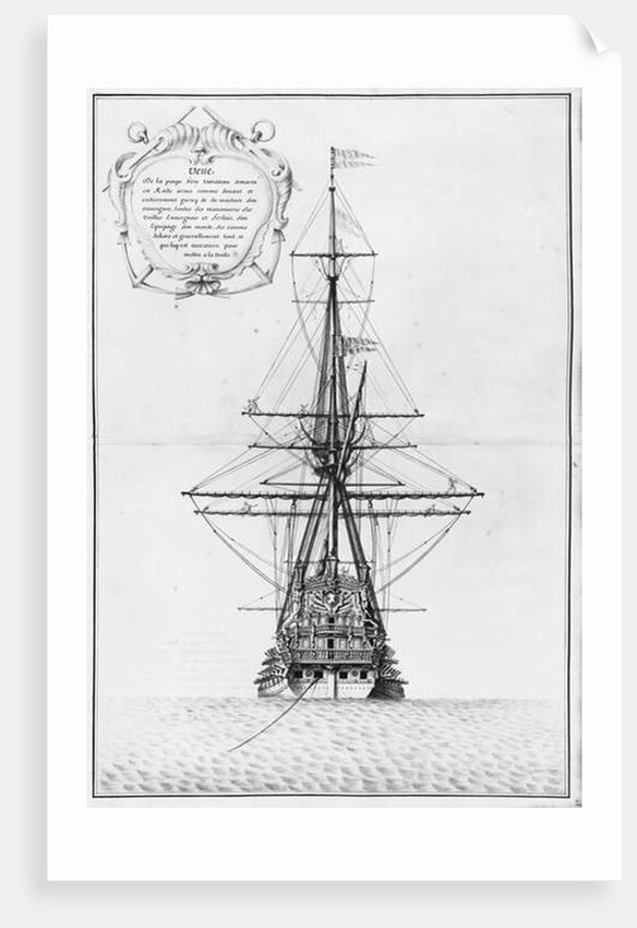 Stern of a moored vessel by French School