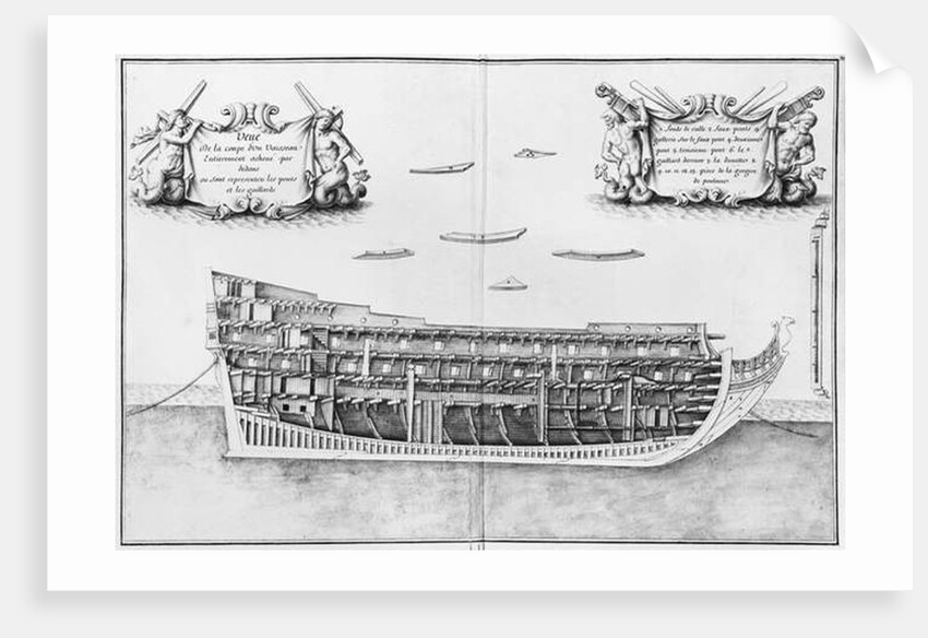Cross-section of the fully completed inside of a vessel by French School