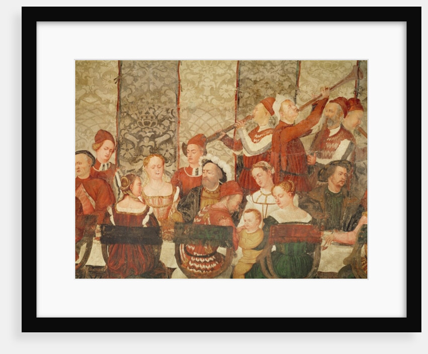 Guests at the Banquet Given by Bartolomeo Colleoni for King Christian I of Denmark at the Castle of Malpaga in 1474, 1520-30 by Girolamo Romanino