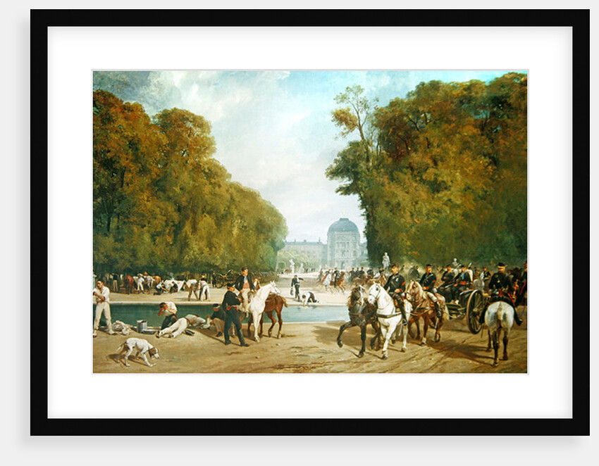 French artillery encamped in the Tuileries gardens during the siege of Paris, late September 1870 by Alfred /Brunner-Lacoste Emile Decaen