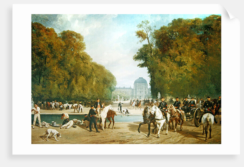 French artillery encamped in the Tuileries gardens during the siege of Paris, late September 1870 by Alfred /Brunner-Lacoste Emile Decaen