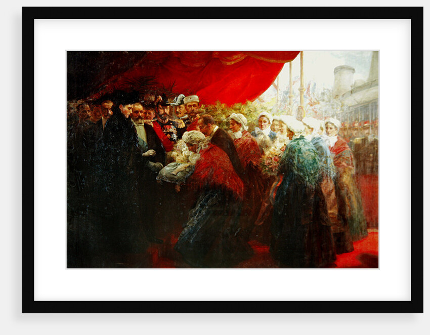 The Bazennes offering a silver fish to Alix of Hesse-Darmstadt, Empress of Russia, in Dunkirk in 1901 by Emil Benediktoff Hirschfeld