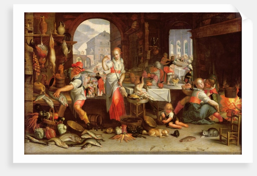 Kitchen Scene with the Parable of the Feast by Joachim Wtewael or Utewael or Wyewael