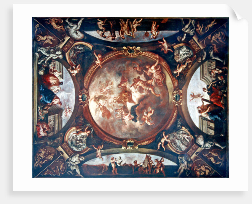 Justice Ensures Peace and Protects the Arts, study for the ceiling of the Second Chamber of Petitions of the Parliament of Paris, 1688 by Bon de Boulogne