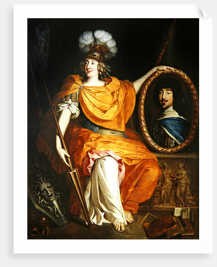 Anne Marie Louise d'Orleans holding the portrait of her father, Gaston of France, 1672 by Pierre Bourguignon