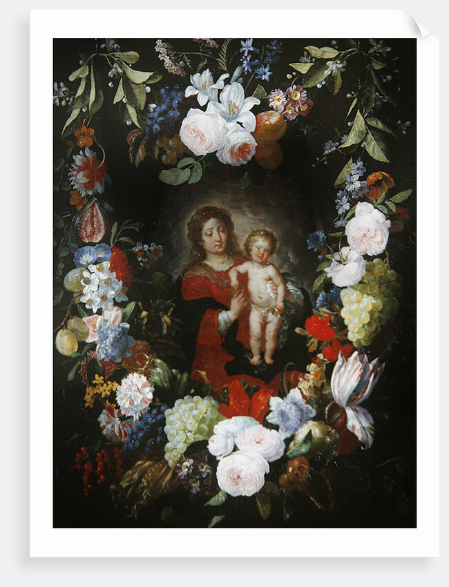 The Virgin and Child with a Garland of Flowers by Gerard & Ykens Frans Seghers