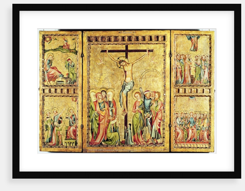 Altarpiece with the Crucifixion in the centre panel and scenes from the Life of Christ on the side panels, c.1330 by Master of Cologne