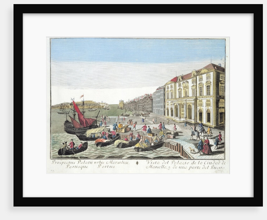Perspective view of the Town Hall and part of the harbour at Marseille, c.1770 by French School