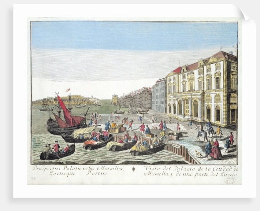 Perspective view of the Town Hall and part of the harbour at Marseille, c.1770 by French School