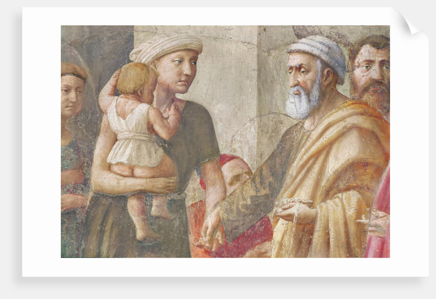 Detail of St Peter and the woman and child, from St. Peter and St. Paul Distributing Alms, c.1426 by Tommaso Masaccio