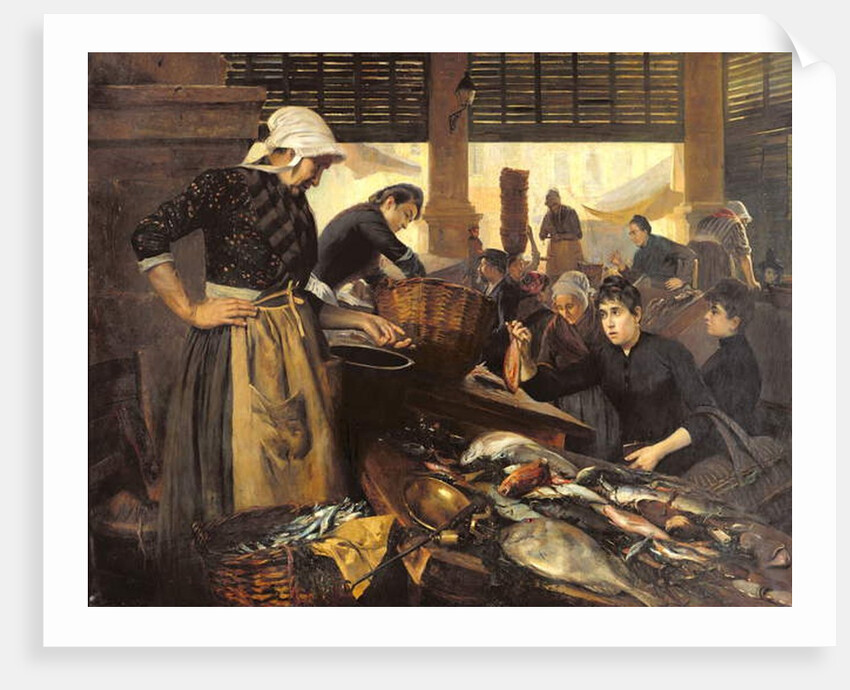 Fish Market in the Halle Delacroix, 1889 by Edouard Cremieux