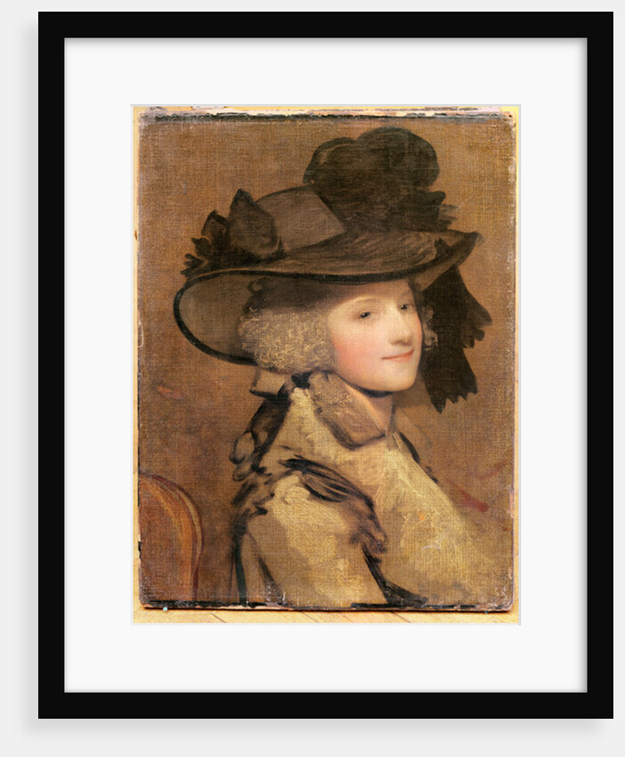 Portrait of a woman in a black hat by Joshua (attr. to) Reynolds