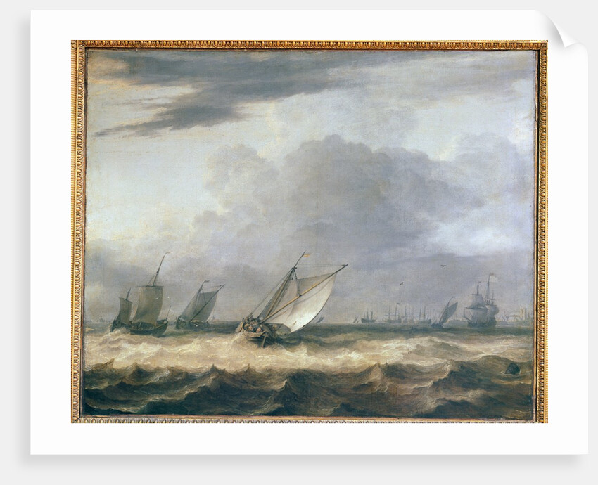 Boats in Stong Wind by Allart van Everdingen