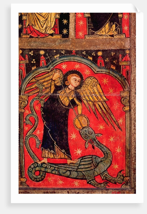 St. Michael fighting the dragon, 13th century by Spanish School