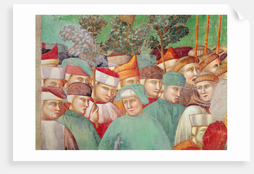 St Clare embraces the corpse of St Francis, detail of crowd on the right hand side, 1297-99 by Giotto (c.1266-1337)