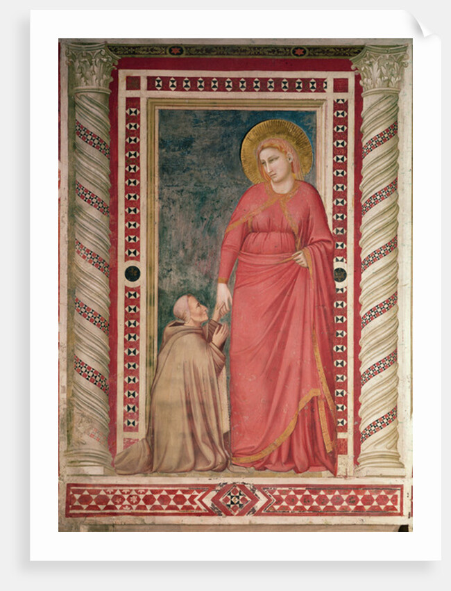 Bishop Pontano kneeling before St. Mary Magdalene, Magdalene Chapel, c.1320 by Giotto