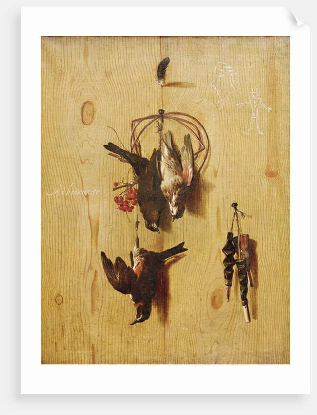 Trompe-l'oeil with redwings and a fieldfare, c.1660-70 by Melchior de Hondecoeter