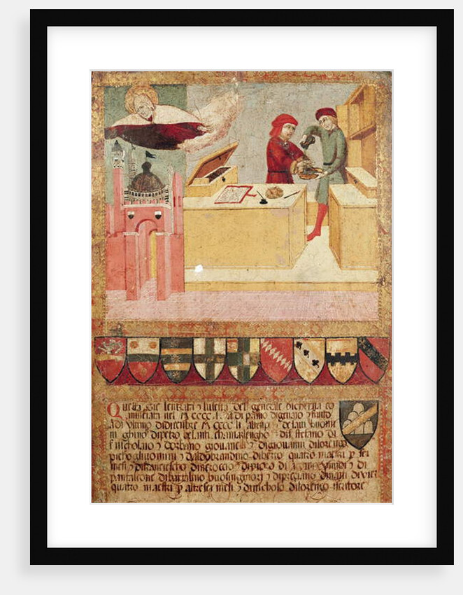 Biccherna showing the Camerlengo washing his hands, and the Virgin protecting Siena, 1451 by Sano di also Ansano di Pietro di Mencio Pietro