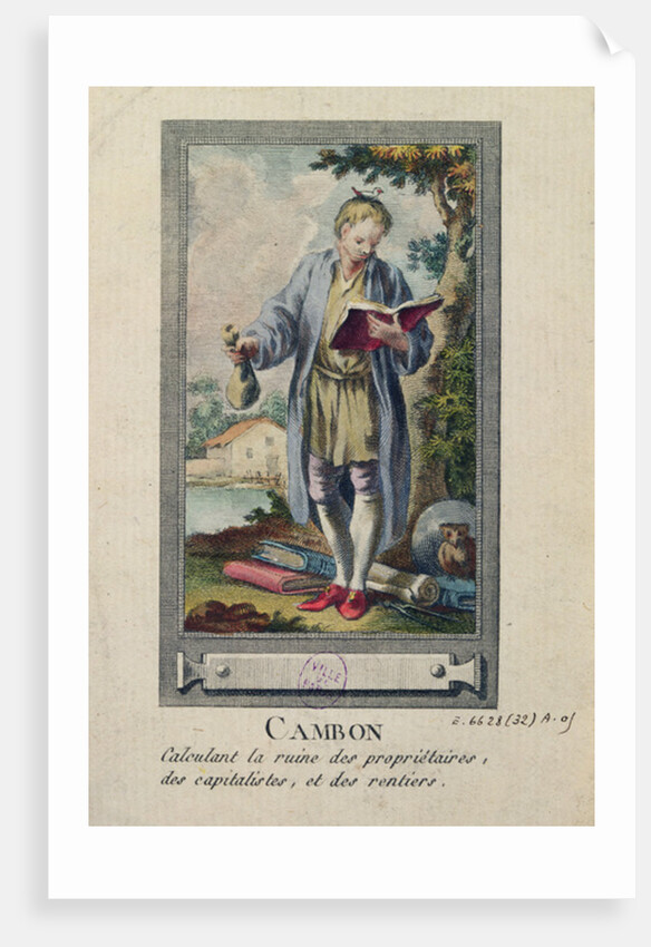Caricature of Cambon calculating the ruin of the proprietors, the capitalists and the rentiers by French School