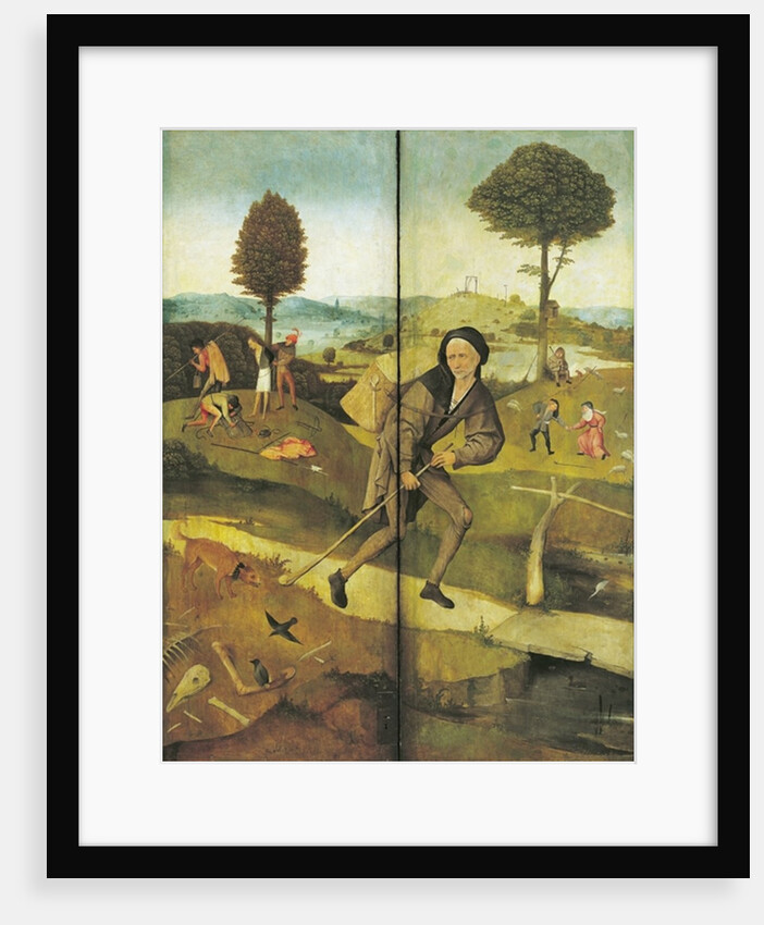 The Haywain, with panels closed showing Everyman walking the Path of Life by Hieronymus Bosch