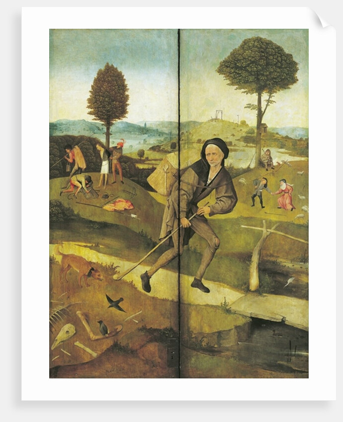 The Haywain, with panels closed showing Everyman walking the Path of Life by Hieronymus Bosch