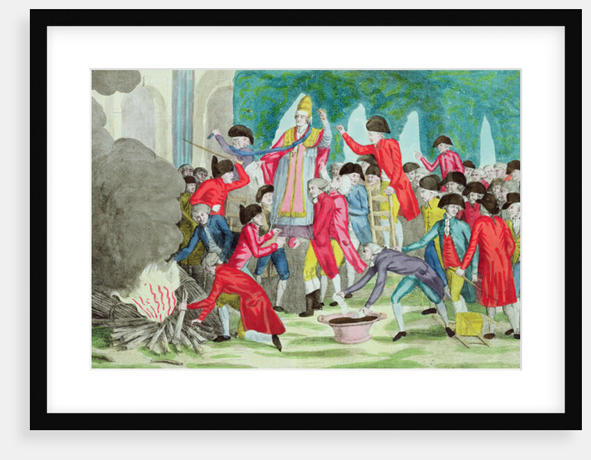 The burning of the effigy of Pope Puis VI in the garden of the Palais Royal, 6th April 1791 by French School