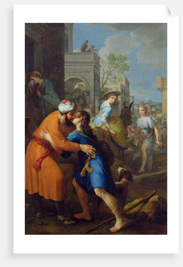 Tobias bidding farewell to his father-in-law, Raguel by Pierre Parrocel