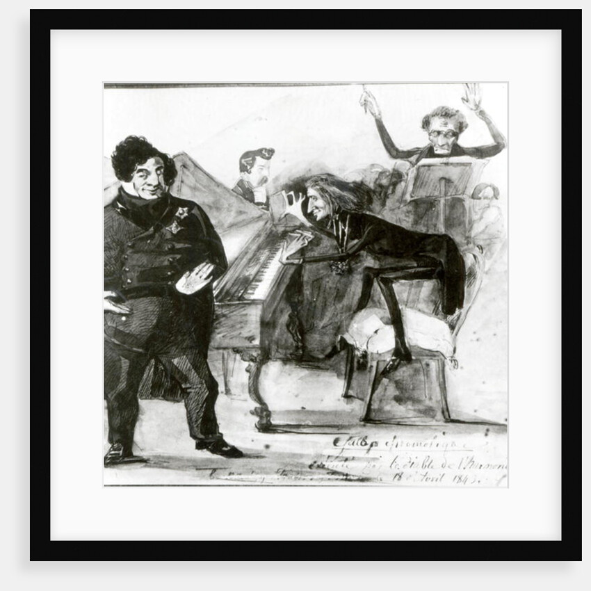 Galop Chromatique Caricature of Luigi Lablache, Franz Liszt at the piano and Francois Habeneck by Henri Lehmann