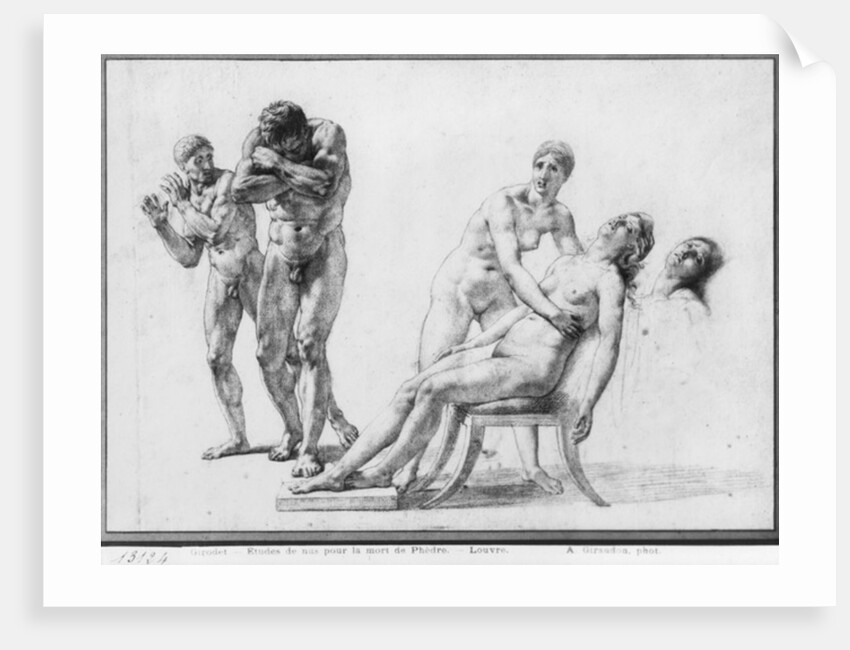Death of Phaedra, prepatory sketch for the illustration of Racine's Complete Works, Act V Scene VII, published 1801 by Anne Louis Girodet de Roucy-Trioson