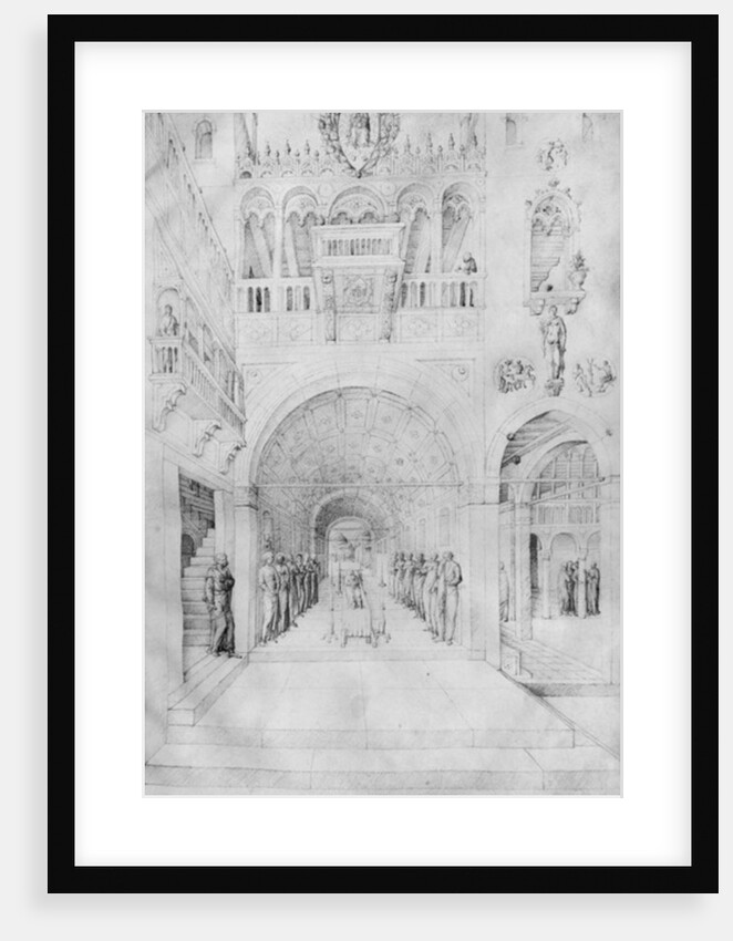 Death of the Virgin in the rich architecture of a Venetian palace by Jacopo Bellini