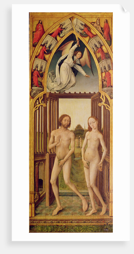 Redemption Triptych; left hand panel showing the expulsion of Adam and Eve from Paradise, c.1460 , c.1460 by Vrancke van der Stockt