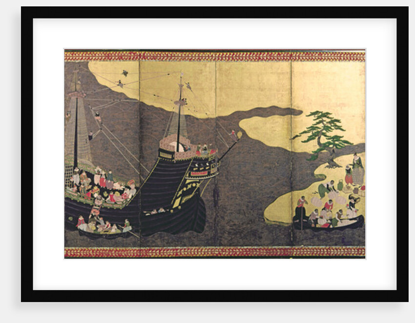 Arrival of the Portuguese in Japan in 1640, 17th century by Japanese School