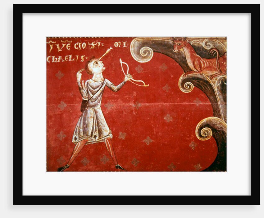 The arrow shot to kill a bull that had escaped from the herd on Mount Gargano returns to smite the shooter on the order of Saint Michael by Master of Llussà