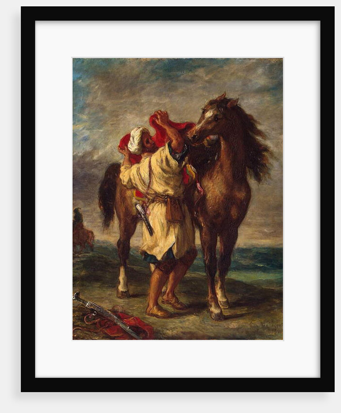 Arab saddling his horse, 1855 by Ferdinand Victor Eugene Delacroix