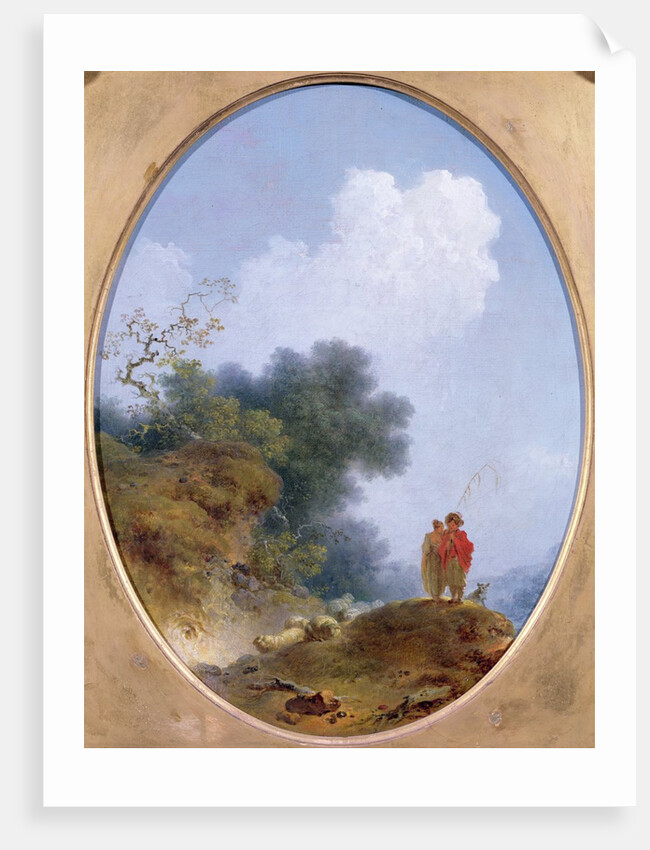 A Shepherd Playing the Flute Whilst a Peasant Girl Listens, 1765 by Jean-Honore Fragonard