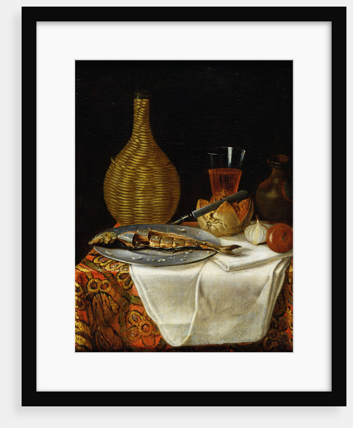 Still Life of a Herring and Flask by French School