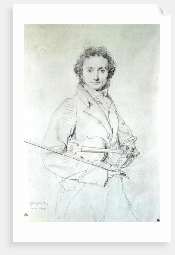 Portrait of Niccolo Paganini 1819 by Jean Auguste Dominique Ingres