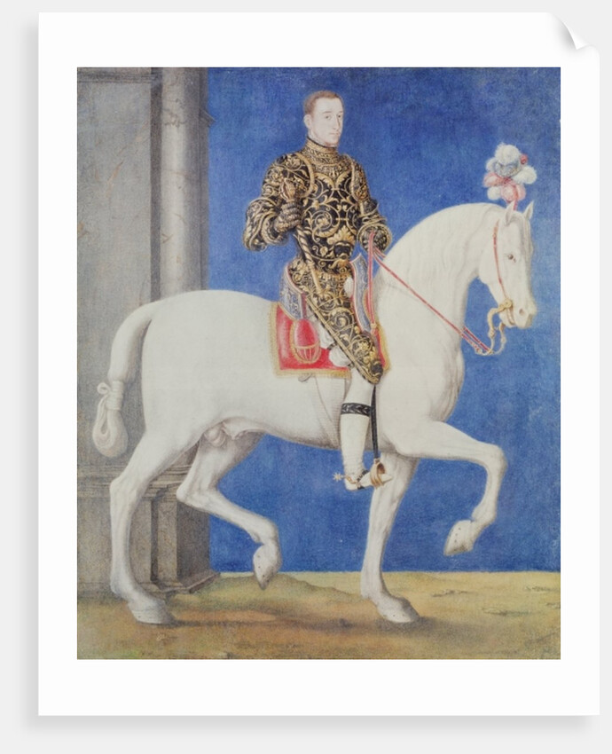 Equestrian Portrait Presumed to be Dauphin Henri II c.1543 by Francois Clouet