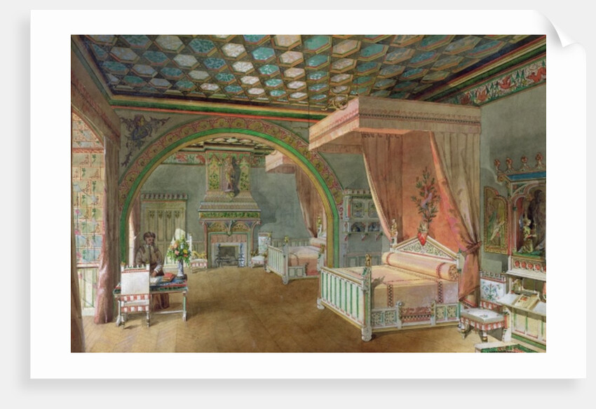 The Pink Room in the Chateau de Roquetaillade, 1868 by Edmond Duthoit