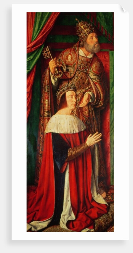 Peter II de Beaujeu of Bourbon with St. Peter, left wing of the Bourbon Altarpiece by (fl.c.1483-c.1529) Master of Moulins