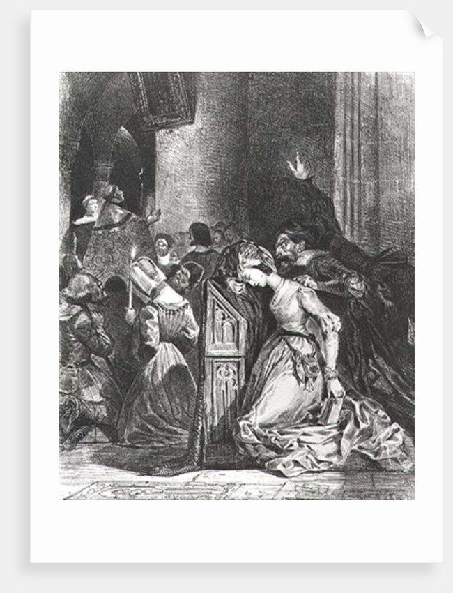 Marguerite in the Church with the Evil Spirits: illustration from 'Faust' by Goethe, 1828 by Ferdinand Victor Eugene Delacroix