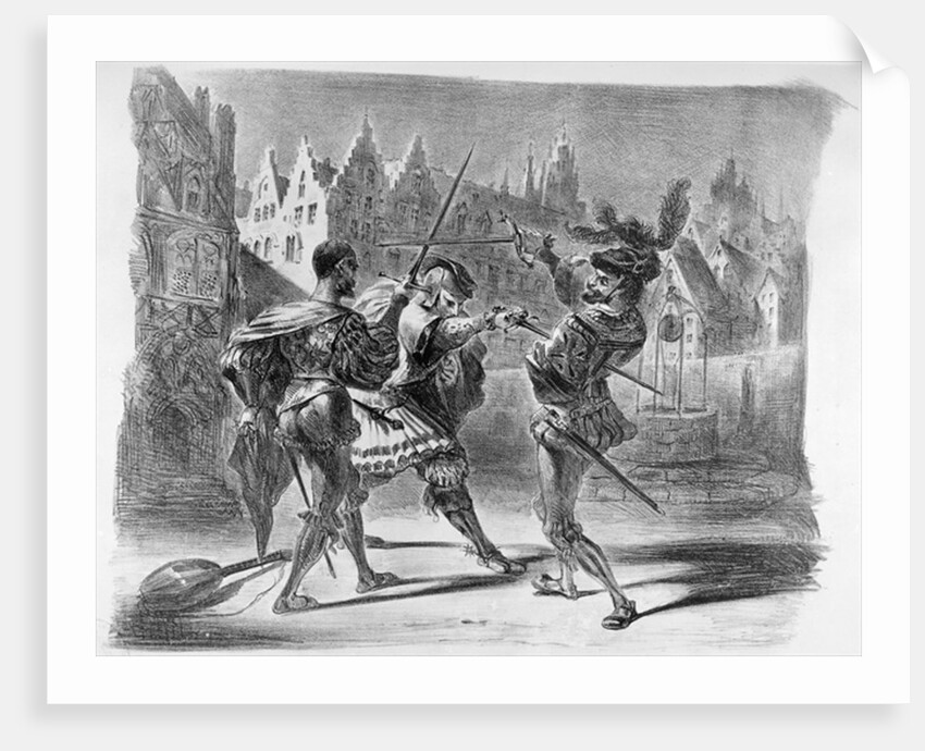 Duel between Faust and Valentine, from Goethe's Faust, after 1828, by Ferdinand Victor Eugene Delacroix